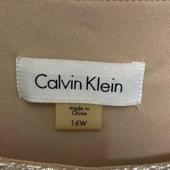 Calvin Klein Shimmering Metallic Gold Sleeveless Sheath Dress, Plus Size 16, 16W - Picture 7 of 14